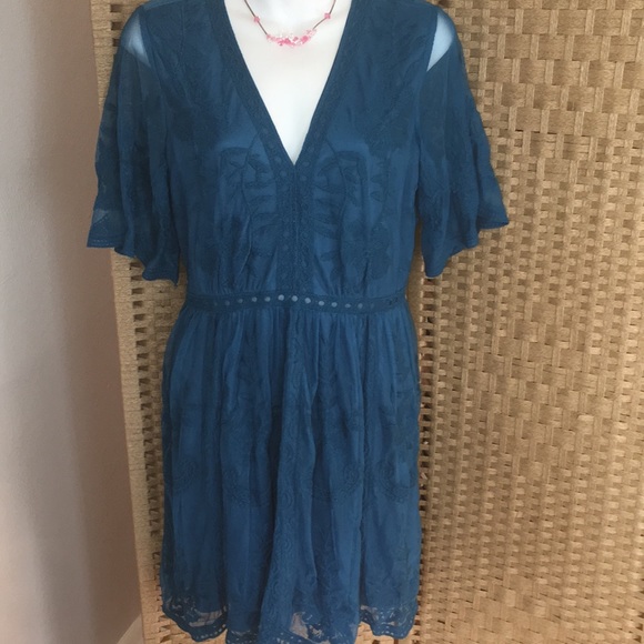 Altar'd State Dresses & Skirts - Altar’d state blue lace sheer dress